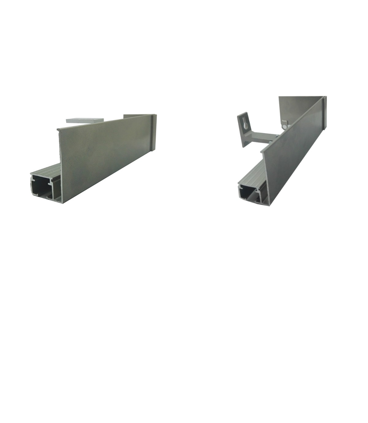 Curtain hardware and track detail at the top of a styled window